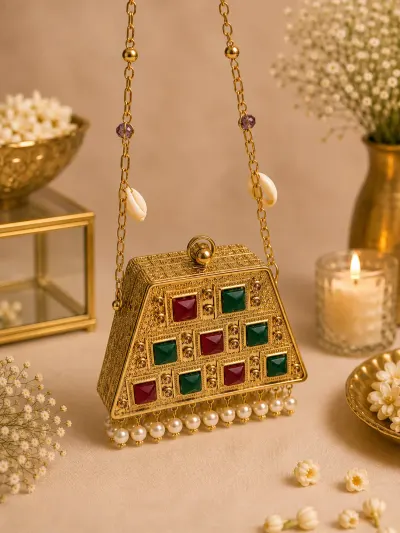 Gold Stone Clutch Bag-2
