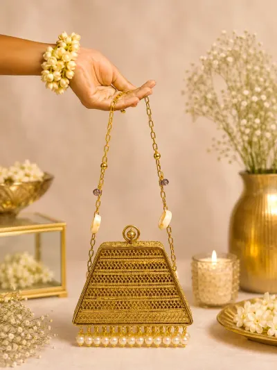 Gold Stone Clutch Bag-3