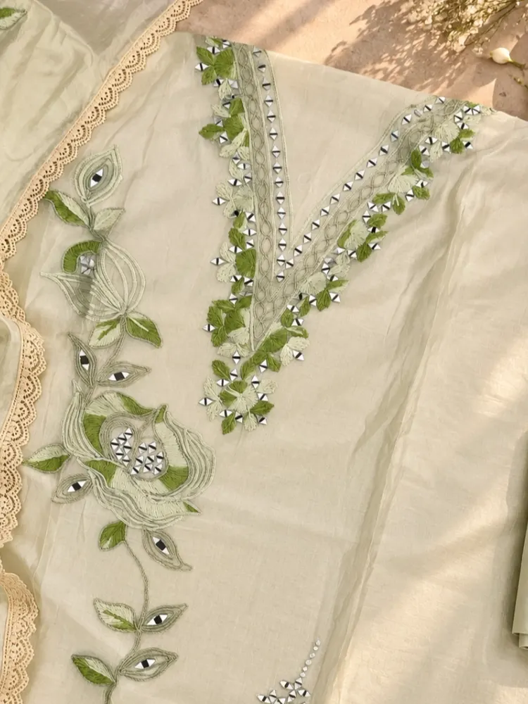 Ivory Chanderi Cotton Unstitched Suit-0