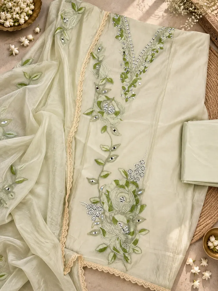 Ivory Chanderi Cotton Unstitched Suit-1
