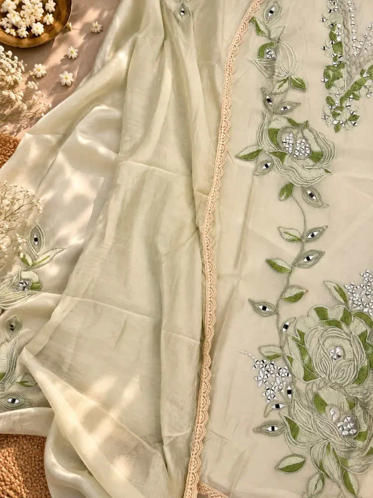 Ivory Chanderi Cotton Unstitched Suit-2