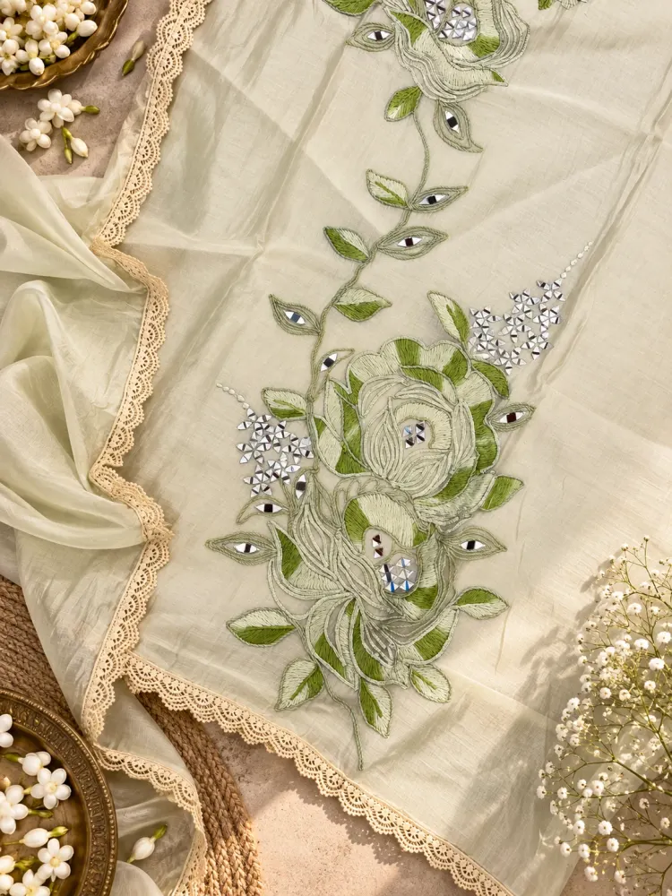 Ivory Chanderi Cotton Unstitched Suit-3
