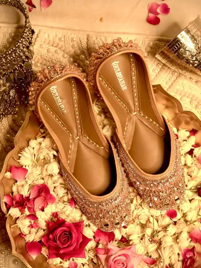 Rose Gold Pearl Bridal Jutti-0