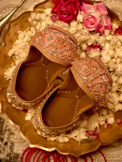 Rose Gold Pearl Bridal Jutti-3