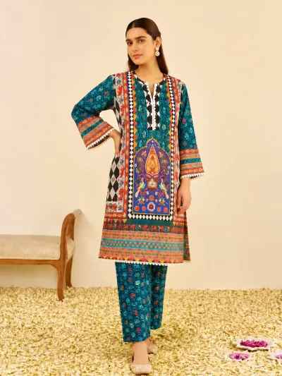 Multicolour Printed Kurta Set-1