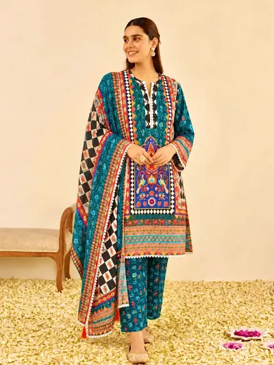Multicolour Printed Kurta Set-3