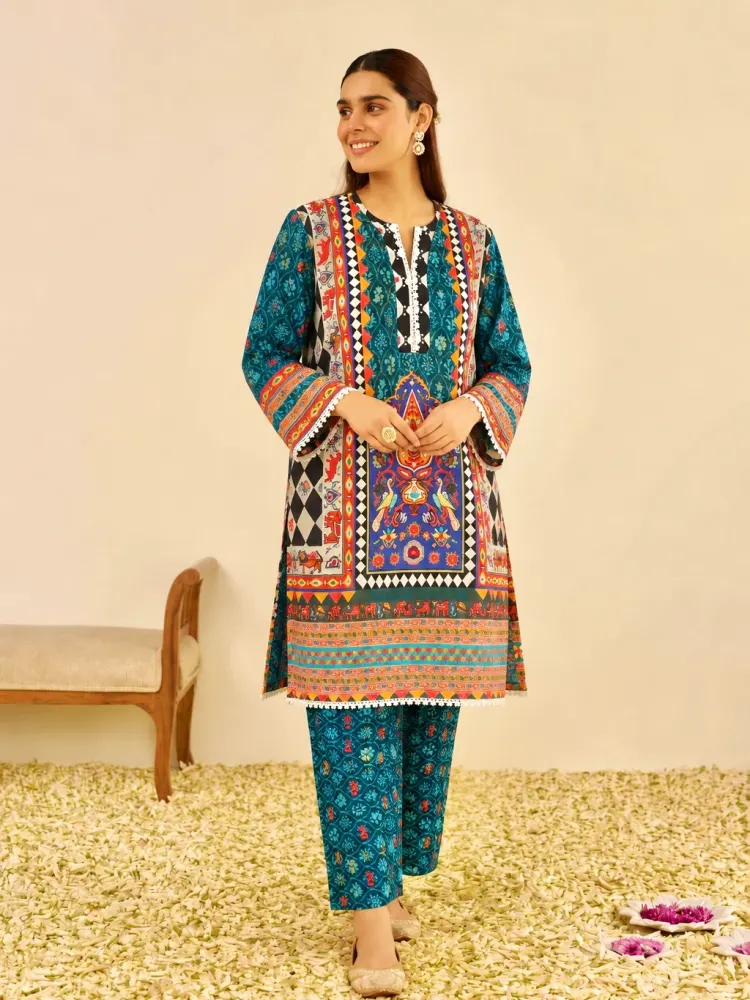 Multicolour Printed Kurta Set-0