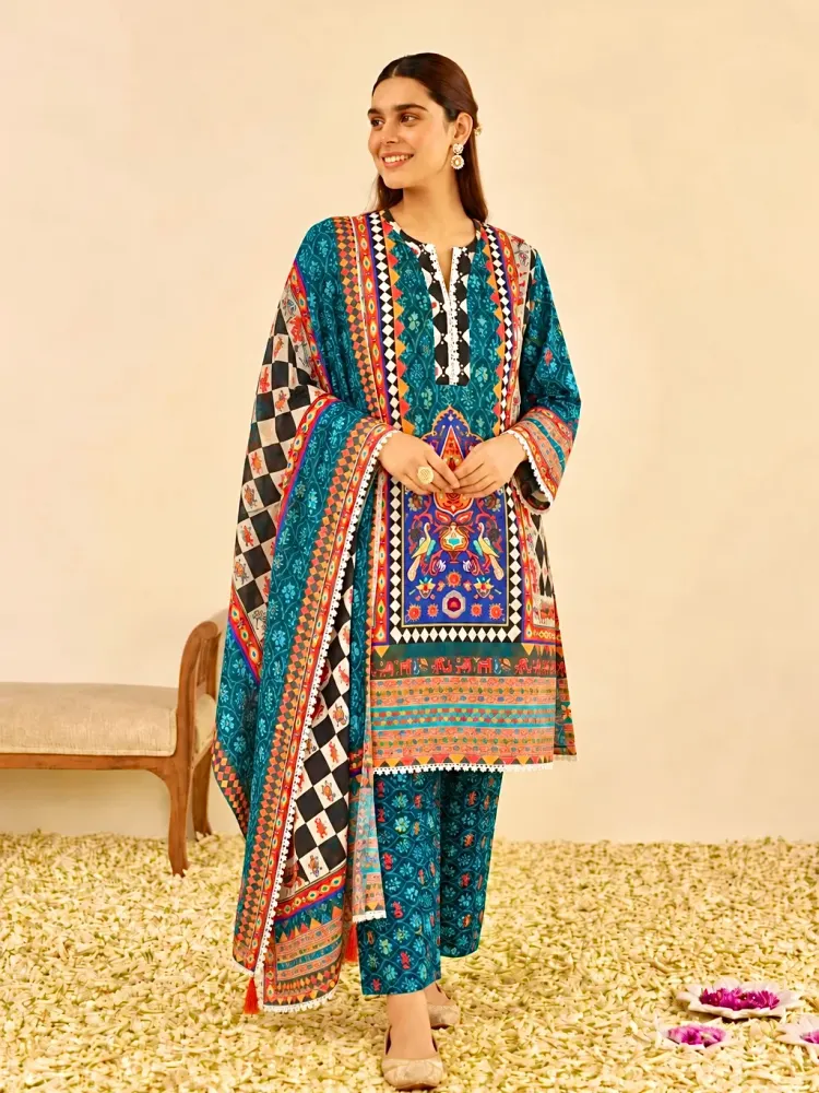 Multicolour Printed Kurta Set-3