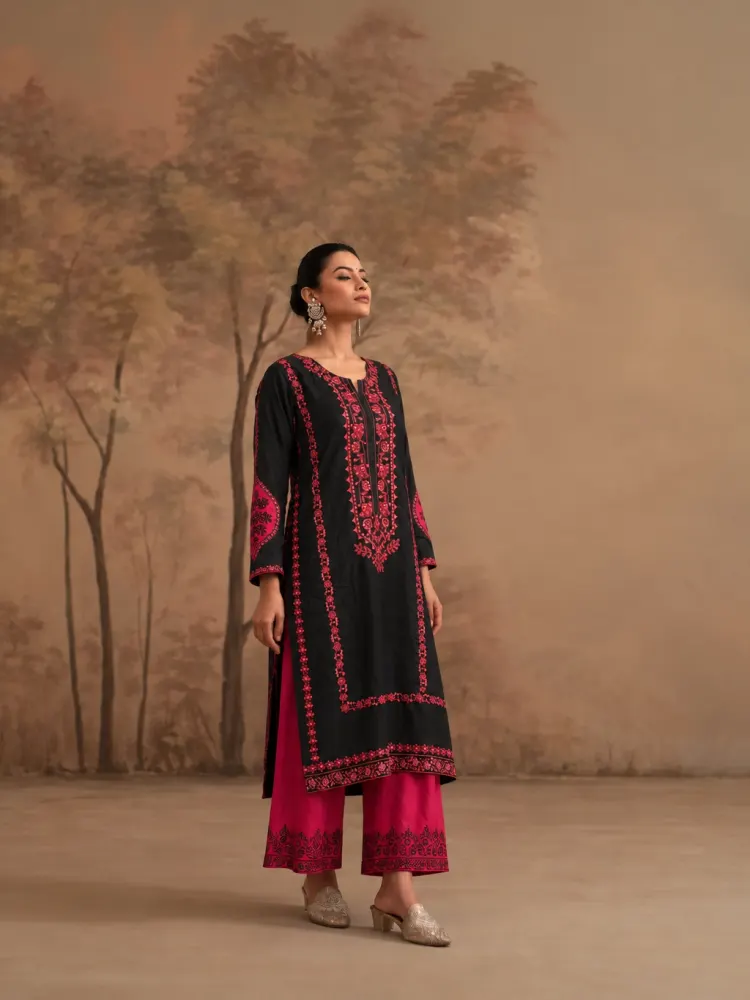Black Party Kurta Set-0