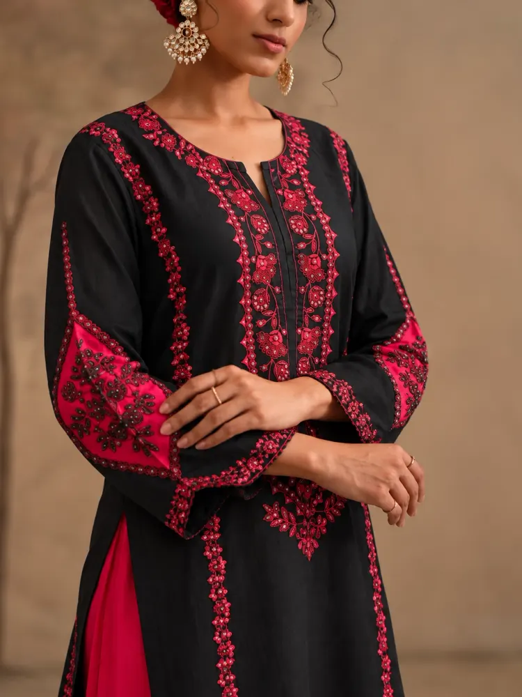 Black Party Kurta Set-2