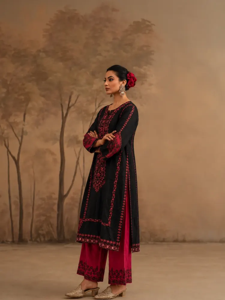 Black Party Kurta Set-4
