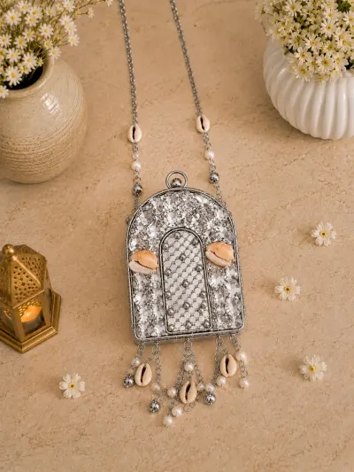 Silver Crystal Clutch Bag-1