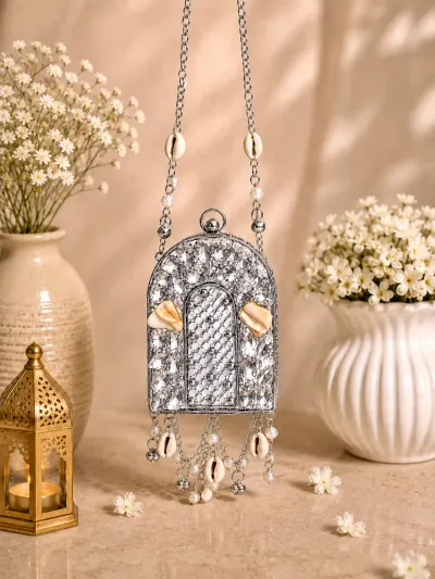 Silver Crystal Clutch Bag-2