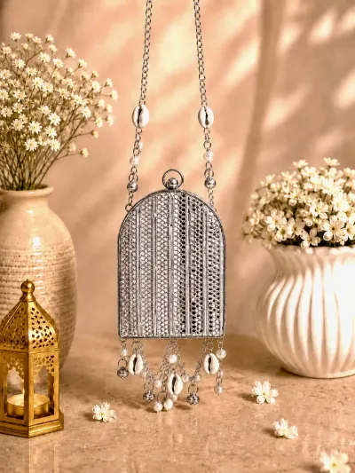 Silver Crystal Clutch Bag-3
