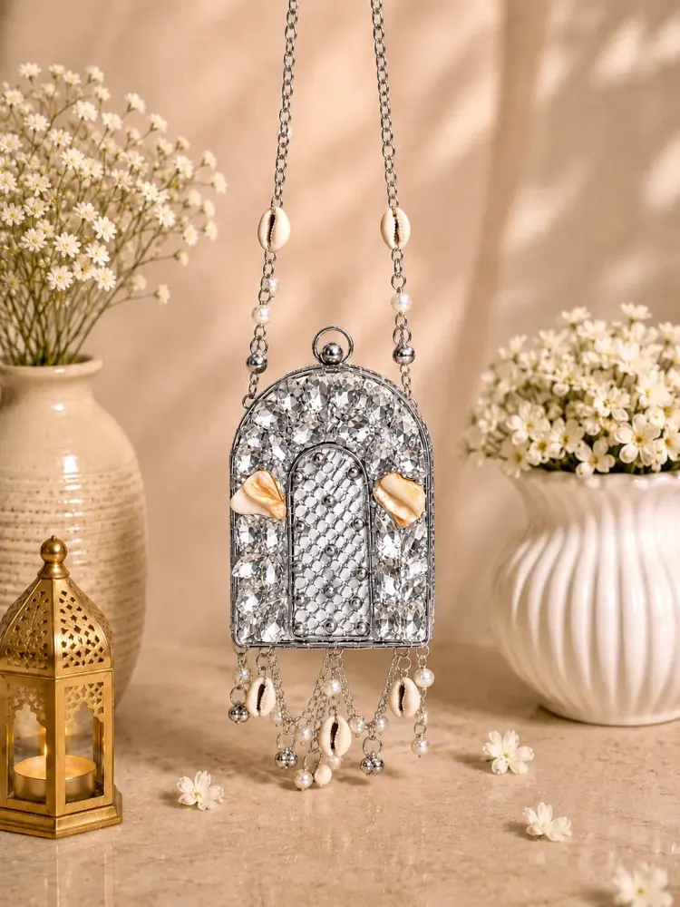 Silver Crystal Clutch Bag-2