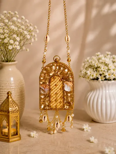 Gold Crystal Clutch Bag-0