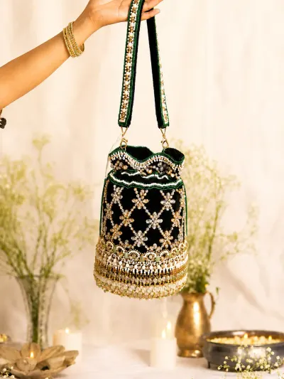 Green Wedding Potli Bag-0
