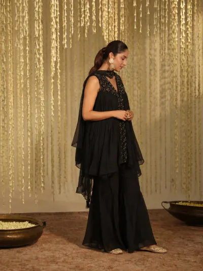 Black Party Wear Co-ord Set-3