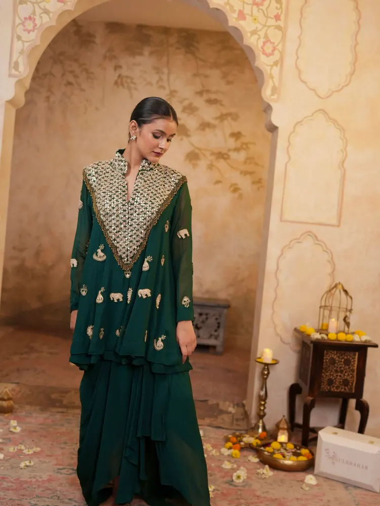 Green Zardozi Leather Jutti-4