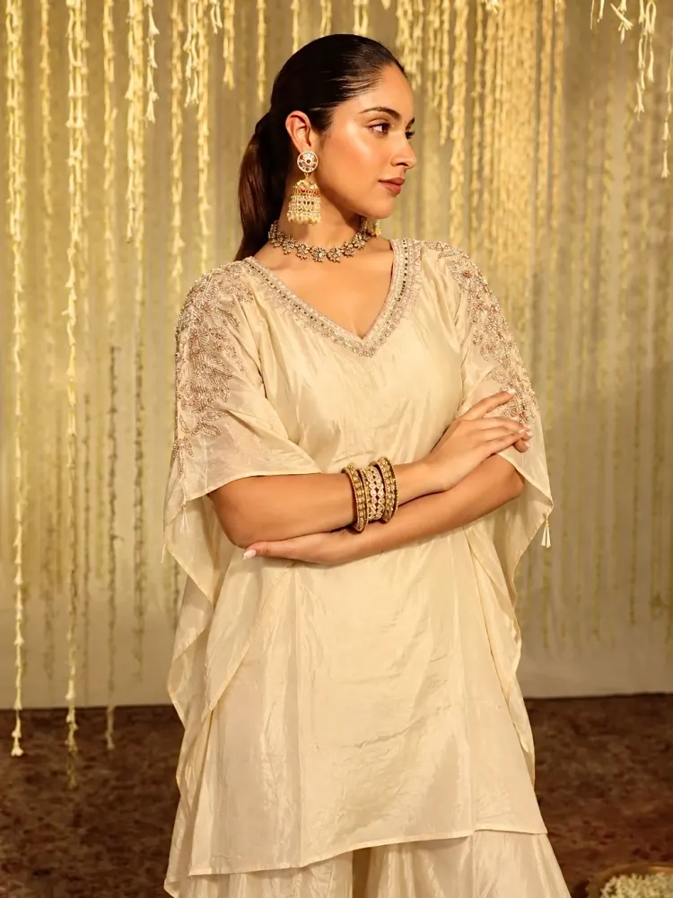 Beige Kaftan Set for Women-1