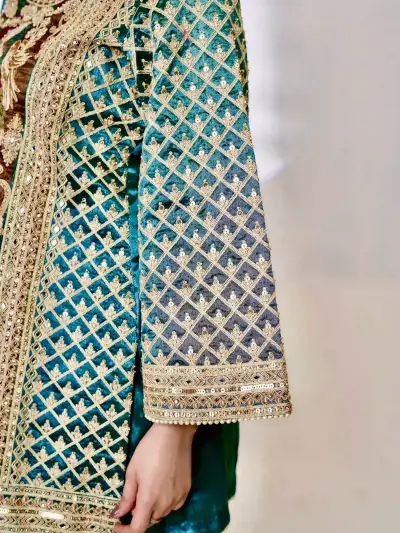 Dark Green Satin Silk Kurti with Patiala Salwar Set - 5