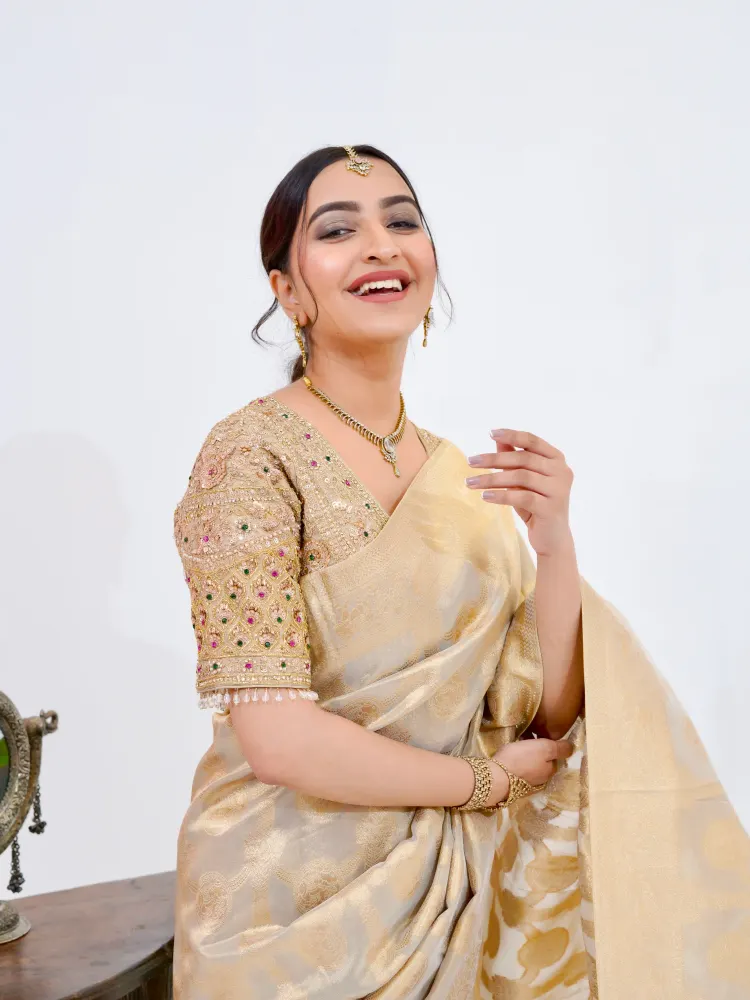Gold Kundan Banarasi Saree-3