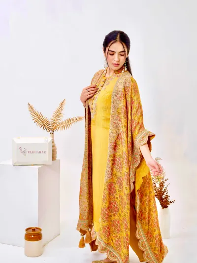 Mustard Indo Western Suit-2