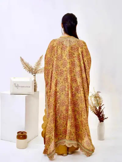 Mustard Yellow Kurti set with Shrug Style - 6