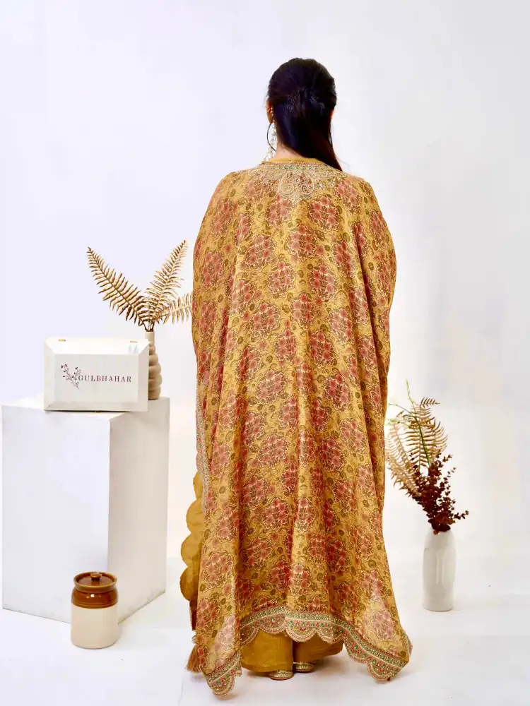 Mustard Yellow Kurti set with Shrug Style thumbnail 6