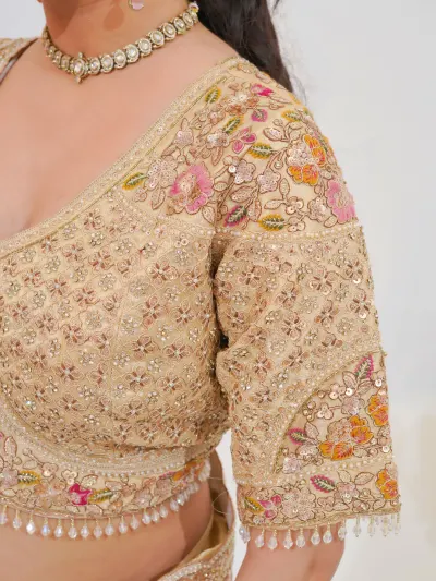 Ivory Banarasi Silk Saree-4