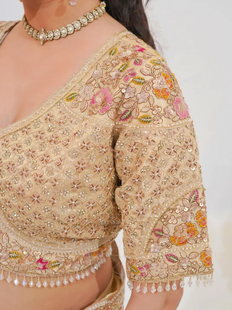 Ivory Banarasi Silk Saree-4