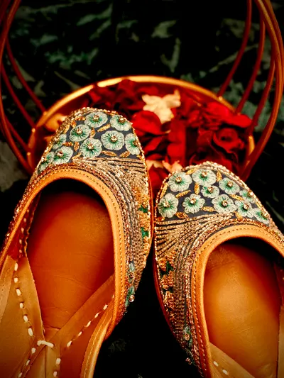 Blue Leather Embroidered Jutti-1