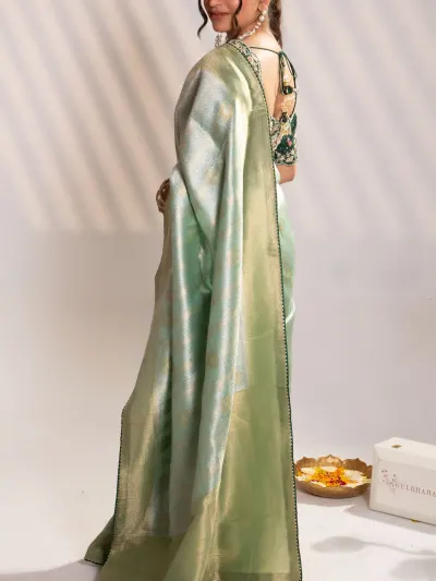 Sage Green Banarasi Saree-8