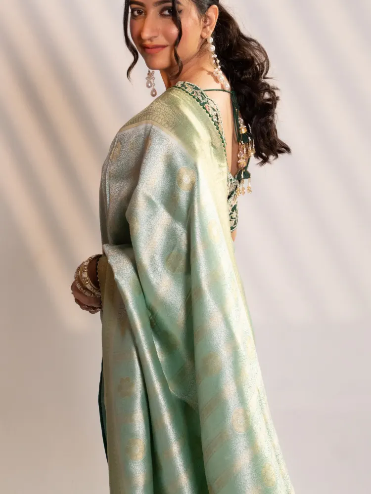 Sage Green Banarasi Saree-2