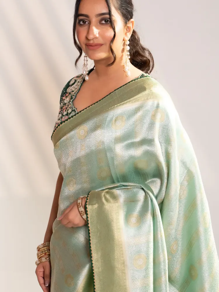Sage Green Banarasi Saree-3