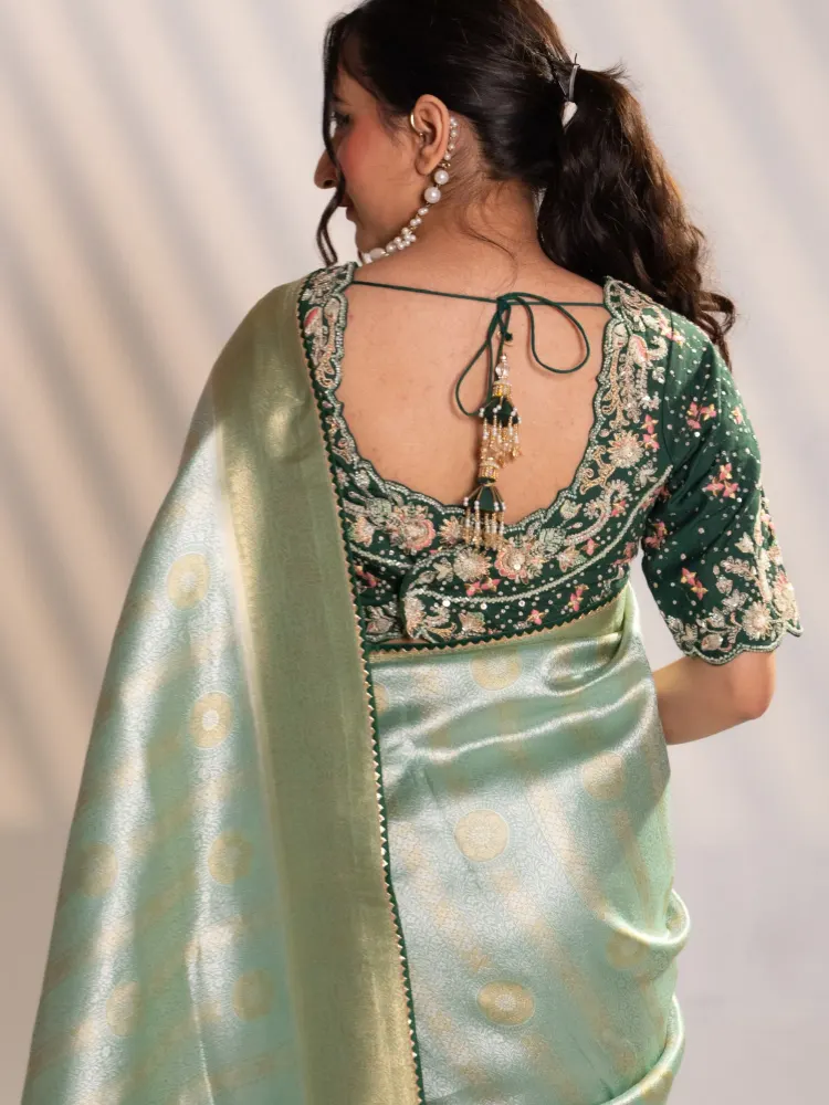 Sage Green Banarasi Saree-4