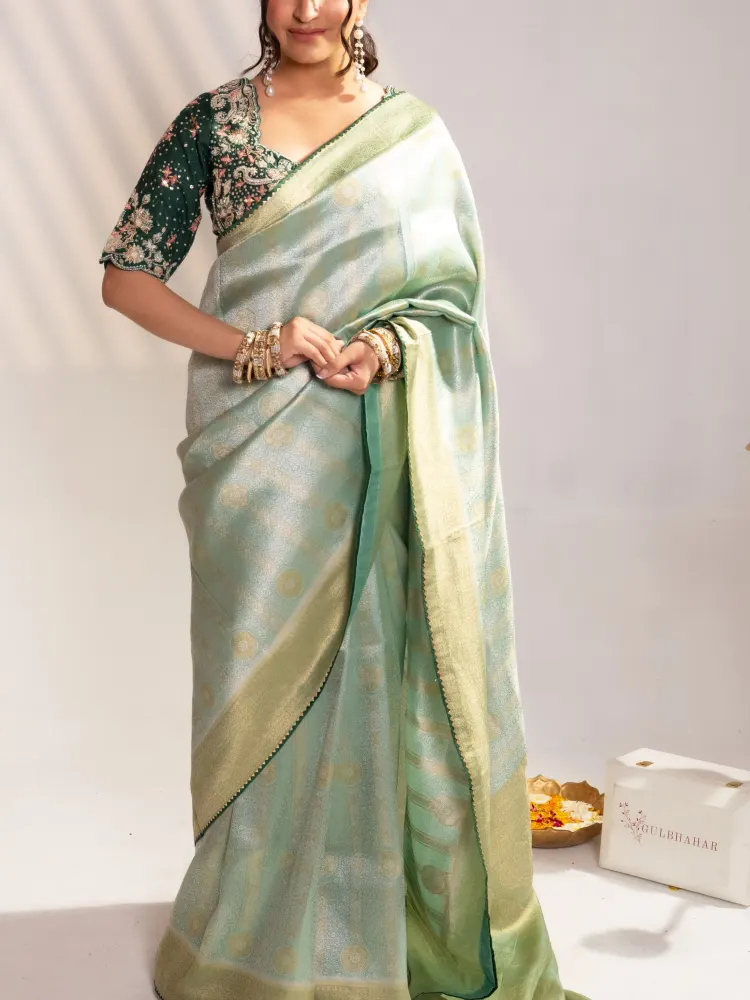 Sage Green Banarasi Saree-5