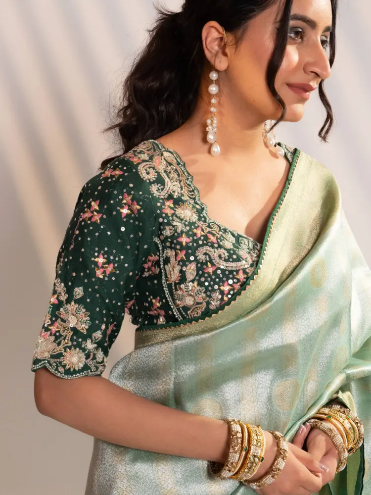 Sage Green Banarasi Saree-7