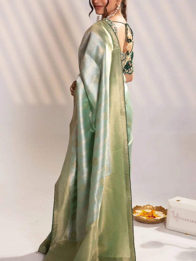 Sage Green Banarasi Saree-8