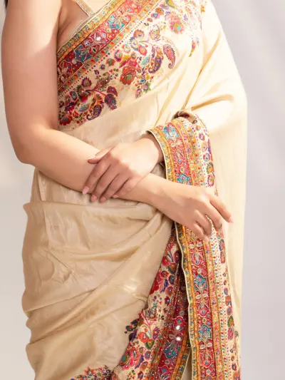 Designer Paisley Embroidered Saree-5