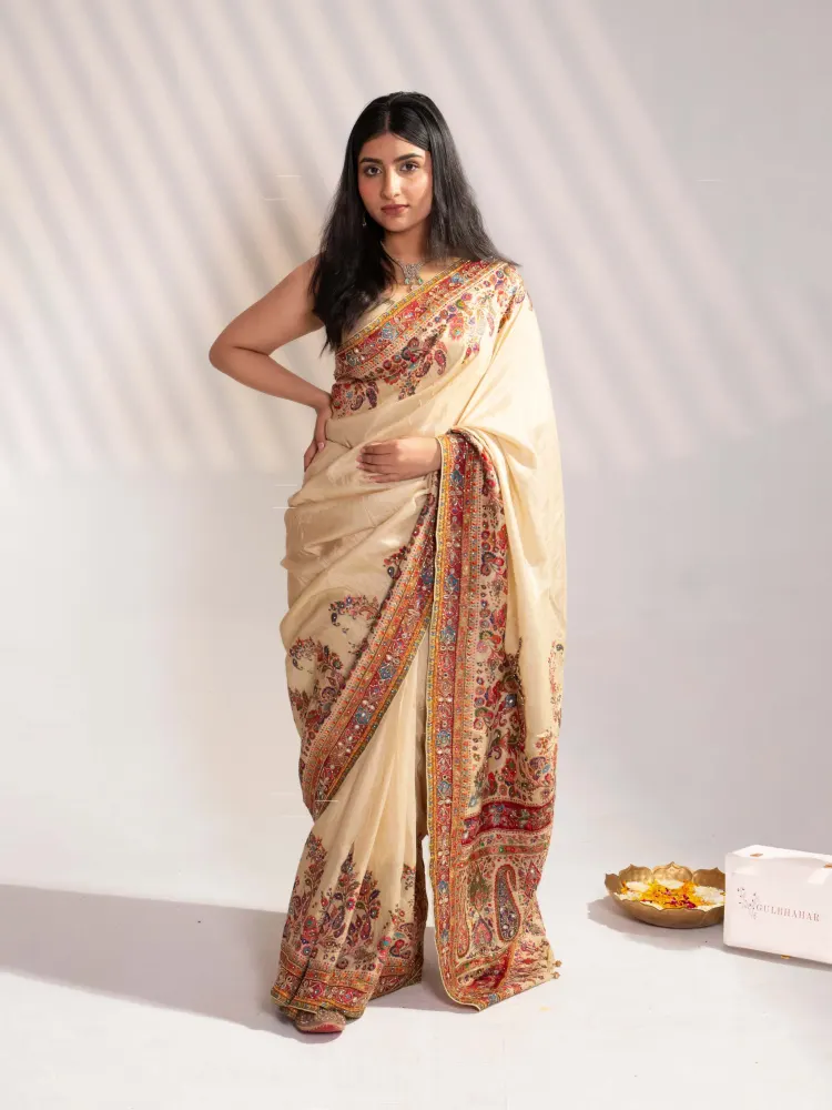 DESIGNER PAISLEY EMBROIDERED SAREE - 1