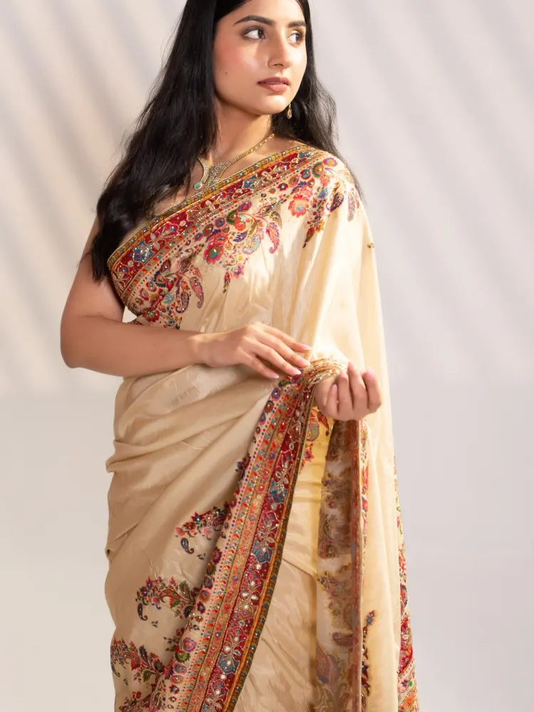 DESIGNER PAISLEY EMBROIDERED SAREE - 2