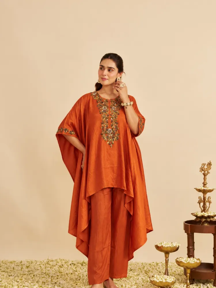 Orange Kaftan Set for Weddings-0