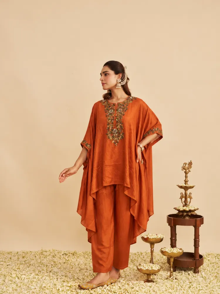Orange Kaftan Set for Weddings-1