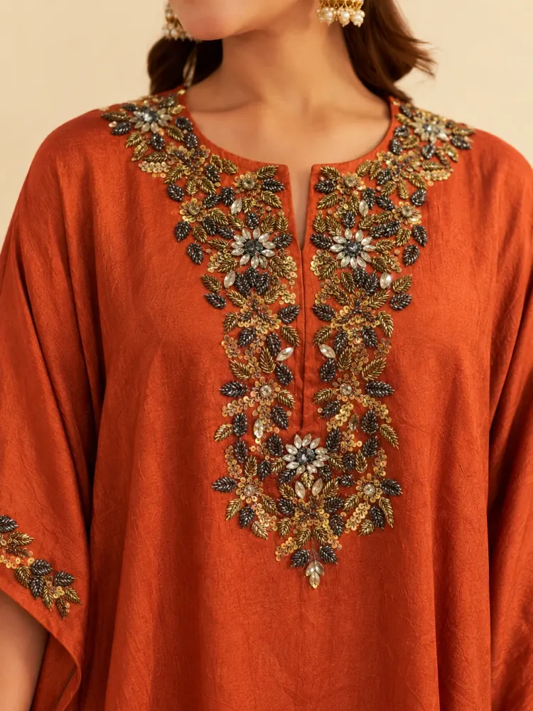 Orange Kaftan Set for Weddings-3