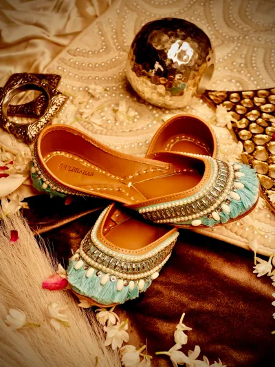 Blue Ethnic Tassel Jutti-0