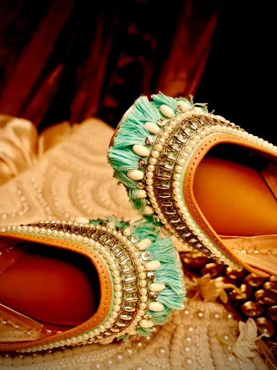 Blue Ethnic Tassel Jutti-3