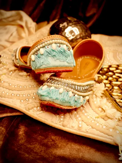 Blue Ethnic Tassel Jutti-2