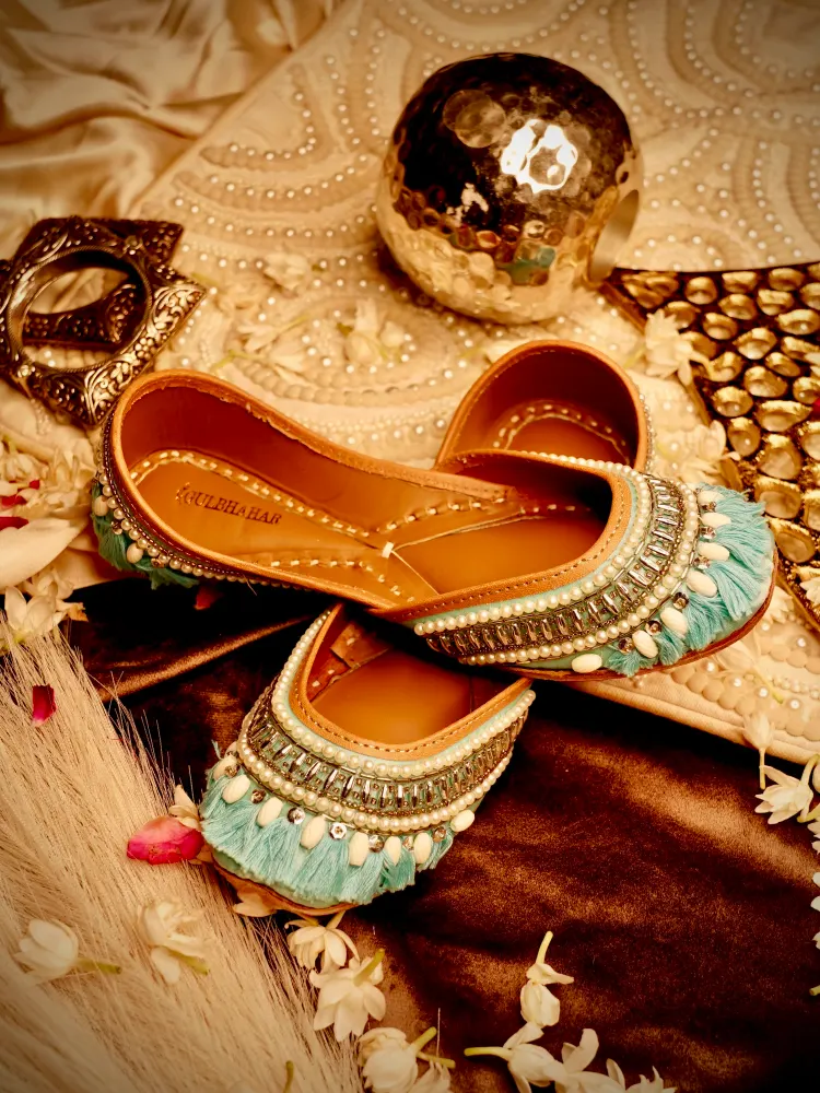 BLUE ETHNIC TASSEL JUTTI - 1