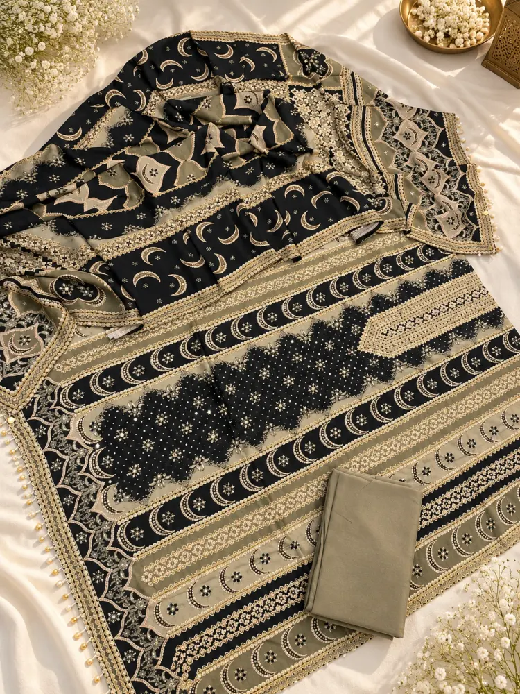 Mehndi Green Multicolour Unstitched Suit-1